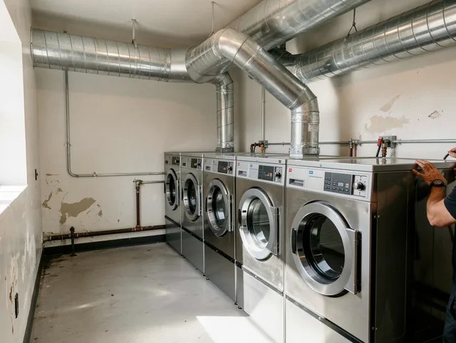 Waxhaw Dryer Vent Cleaning team performing large-scale commercial dryer vent cleaning in Waxhaw