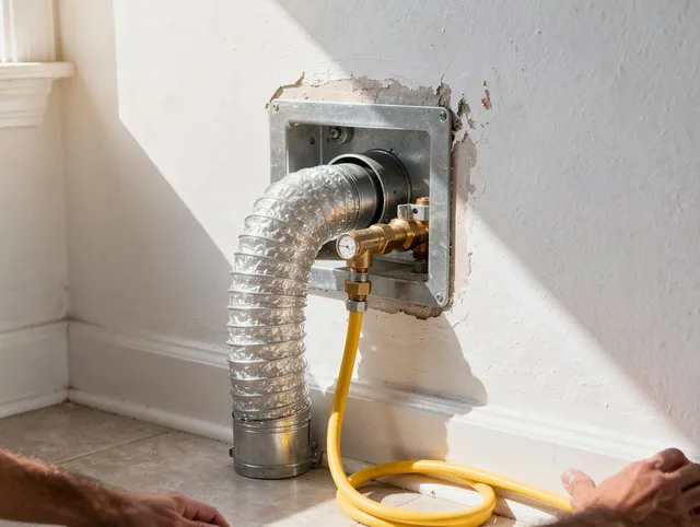 Waxhaw Dryer Vent Cleaning certified technician performing specialized gas dryer vent cleaning in Waxhaw
